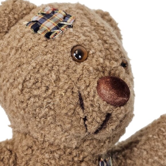 Soft Cuddly Teddy Bear Light Brown Plaid Patches Cute Kids Toy Stuffed Animal - Picture 14 of 16